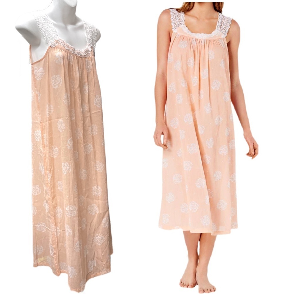 Charter Club Lace Straps Long Cotton Nightgown NWT